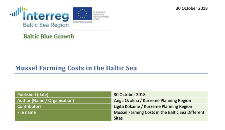 Mussel Farming Costs in the Baltic Sea