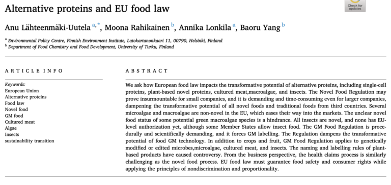 Alternative proteins and EU food law