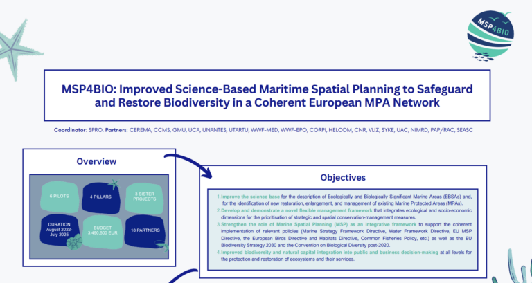 MSP4BIO: Improved Science-Based Maritime Spatial Planning to Safeguard and Restore Biodiversity in a Coherent European MPA Network