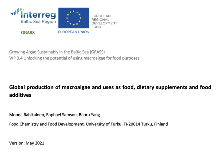 Global production of macroalgae and uses as food, dietary supplements and food additives