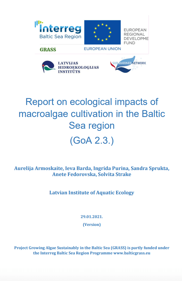 Report on ecological impacts of macroalgae cultivation in the Baltic Sea region
