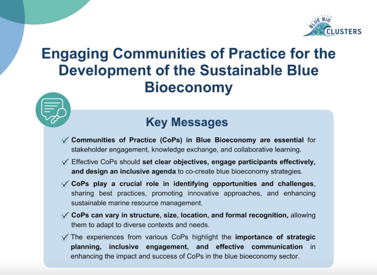 Lessons learnt from Blue Bio Communities of Practices
